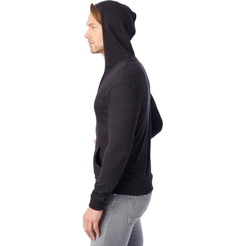 Alternative Apparel Eco-Fleece Full Zip Hoodie Black Men's Lightweight Comfort - Picture 4 of 4